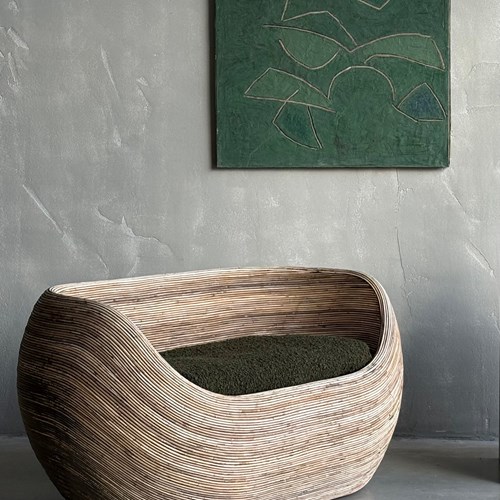 A Sculptural 1980S Rattan Sofa