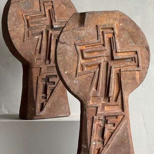 2 1960S Brutalist Iron Sculptures