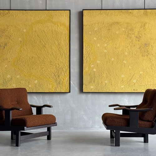 A Pair Of 1960S French Oak Armchairs