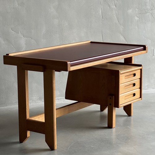 A 1960S Oak Desk By Guillerme Et Chambron