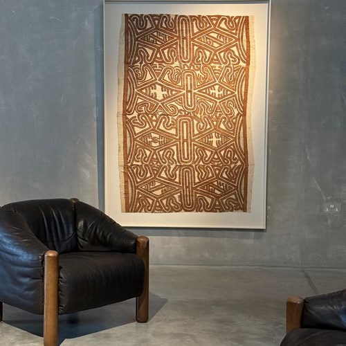 A Vintage Mounted Tapa Cloth #1