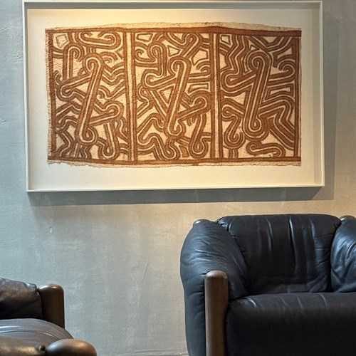 A Vintage Mounted Tapa Cloth #4