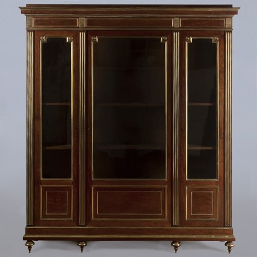 Antique Mahogany And Brass Bookcase
