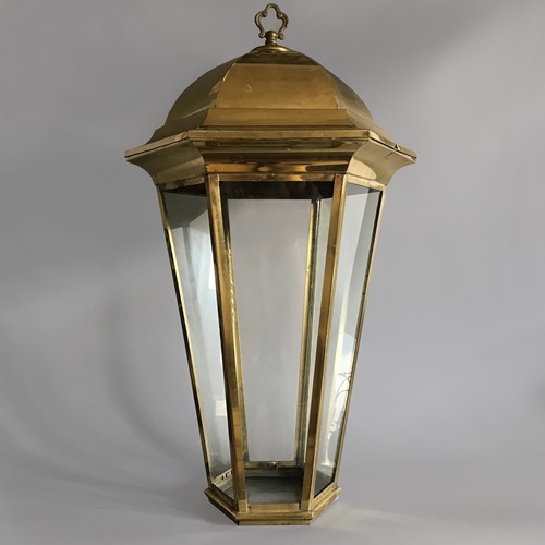 A Large Brass Glazed Lantern