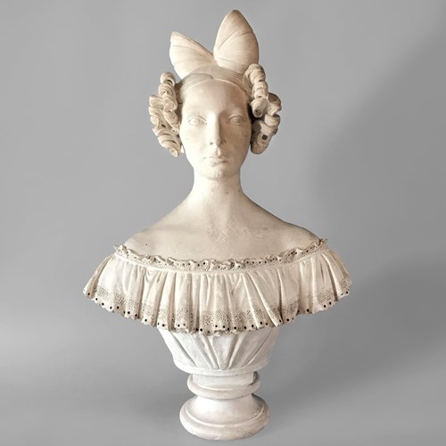 French C19th Plaster Bust Of A Lady