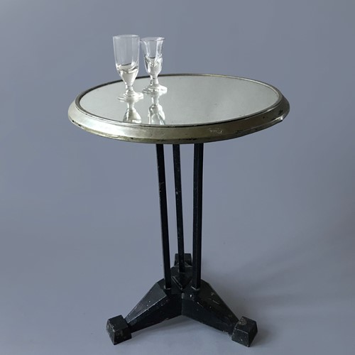 French 1920s Mirrored Top Bistro Table