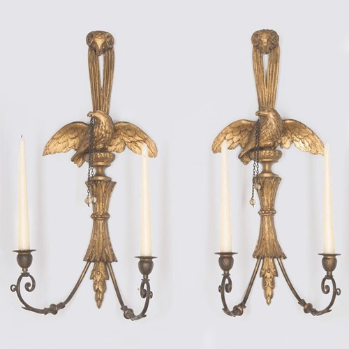 Pair Of George III Giltwood Candle Wall Lights