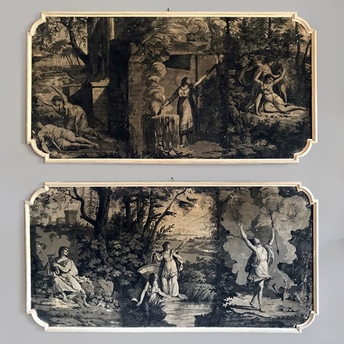 Pair Of French Grisaille Painted Panels