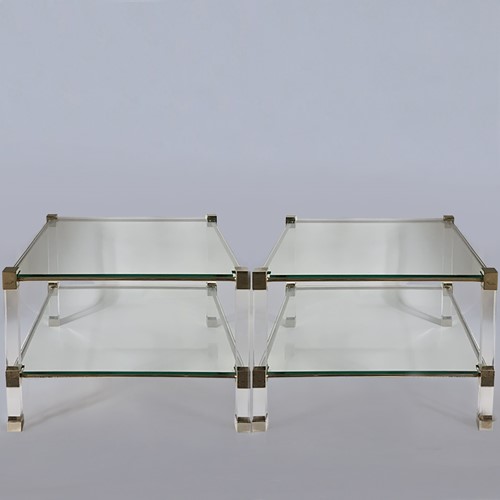 Pair of French Glass and Perspex Side Tables