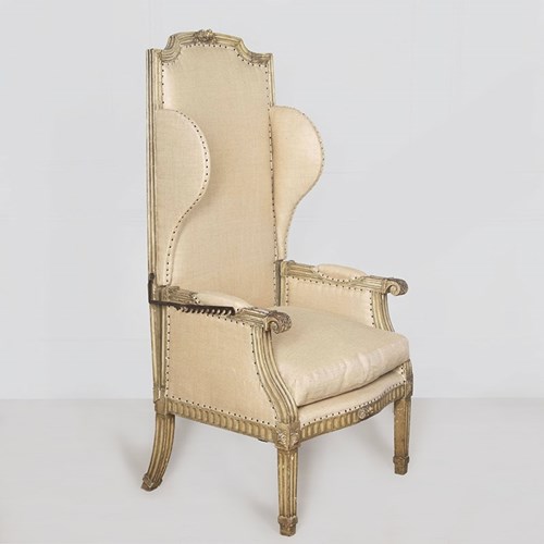 French 19Th Century Reclining Wing Chair