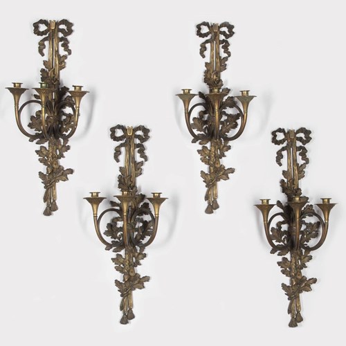 Set Of Four Large 19Th Century French Bronze Wall Sconces