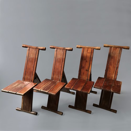 Set Of Stylish Midcentury Folding Chairs