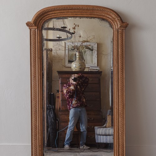 A Louis XVI-Style Carved Oak Pier Mirror
