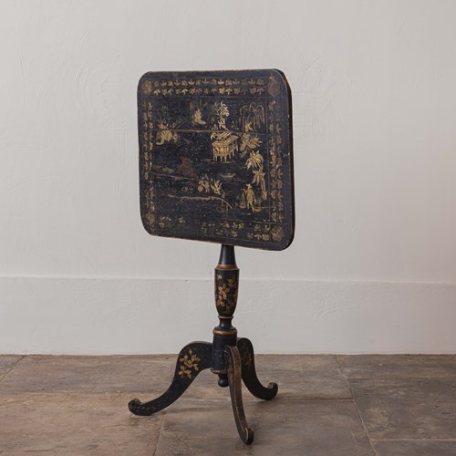 An English Japanned Tilt-Top Tripod Table