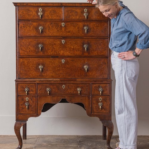 A George I Walnut & Burr Elm Chest On Stand
