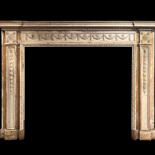  A Very Good Late 18Th Century Carved Pine Neo-Classical Chimneypiece