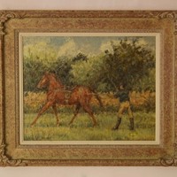Training Day - Horse & Jockey Impressionist Oil