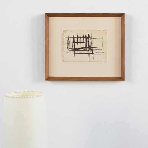 Original Early Ink Drawing Of St Ives Harbour By Trevor Bell, 1956