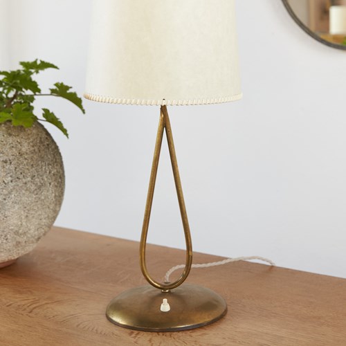 Mid-Century Italian Curved Brass Table Lamp, C1950-70