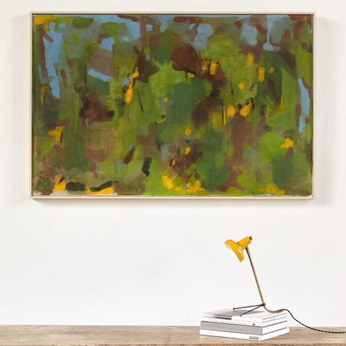 'Green Landscape' - Abstract Mixed Media Work On Canvas, Signed And Dated 1975