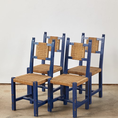Spanish Painted Wood Chairs With String Seats C1940