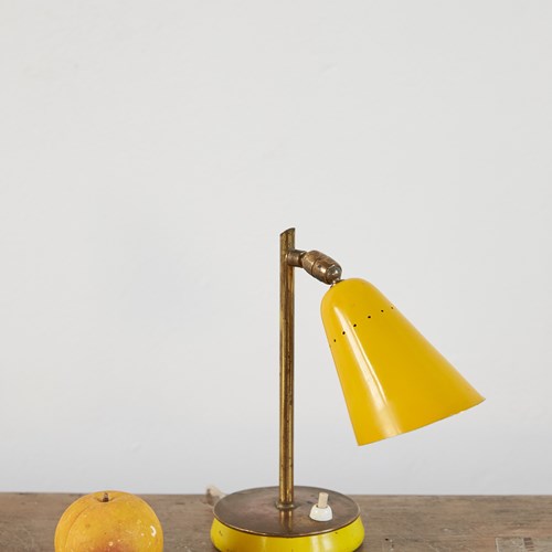 Petite French Brass And Aluminium Table Lamp, C1950