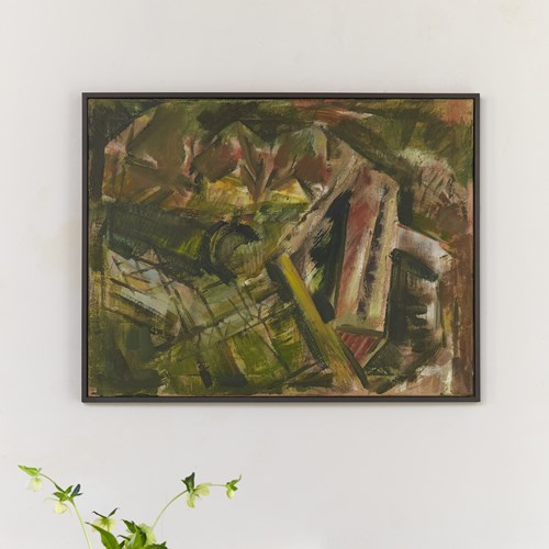 20Th Century Abstract Landscape On Canvas