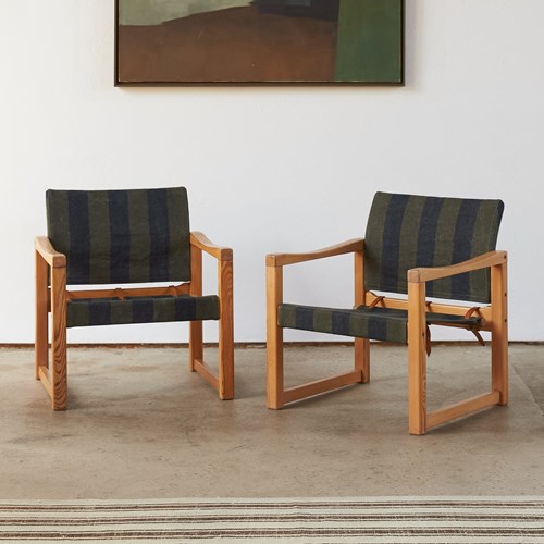 Pair Of Wood And Canvas Safari Chairs By Karin Mobring, C1970