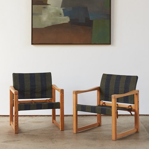 Pair Of Wood And Canvas Safari Chairs By Karin Mobring, C1970