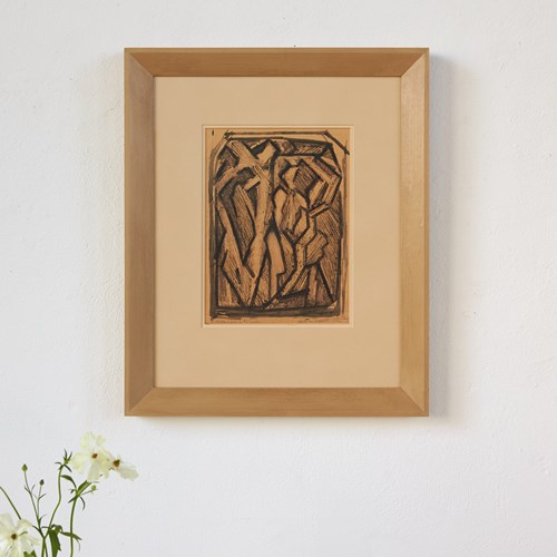 Abstract Figurative Mixed Media  Artwork By Anthony Hatwell, Signed 1961
