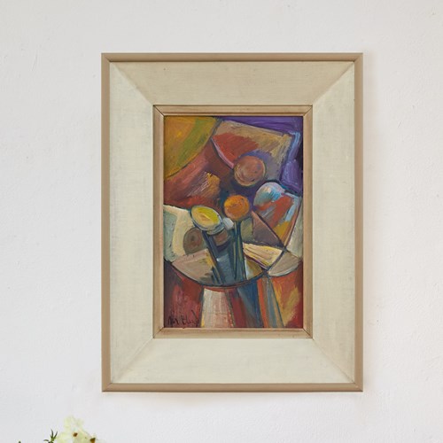 Abstract Cubist  Still Life In Oil On Canvas By Maurice Blond (1899-1974)