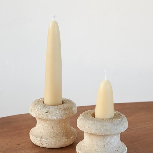 Pair Of French Luberon Stone Candle Holders, C1970