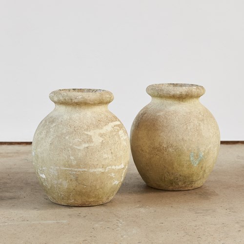Pair Of Willy Guhl For Eternit Olive Pot Planters, Switzerland, C1960