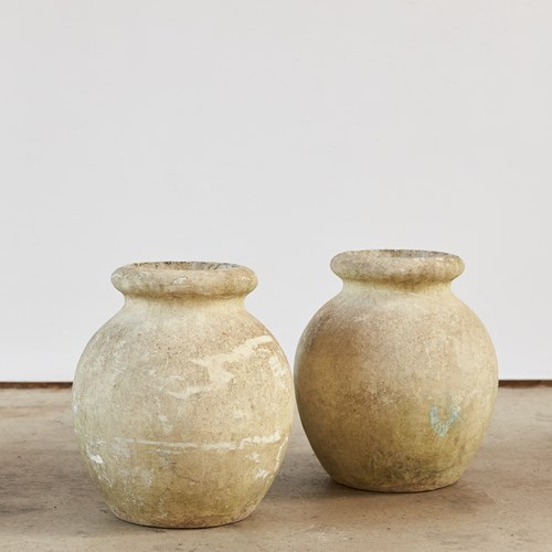 Pair Of Willy Guhl For Eternit Olive Pot Planters, Switzerland, C1960