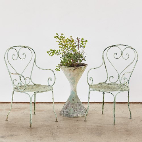 Pair Of French Wrought Iron Armchairs, 19Th Century