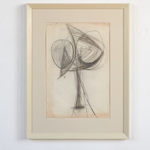 'Head' - Charcoal On Paper By Trevor Bell, 1956
