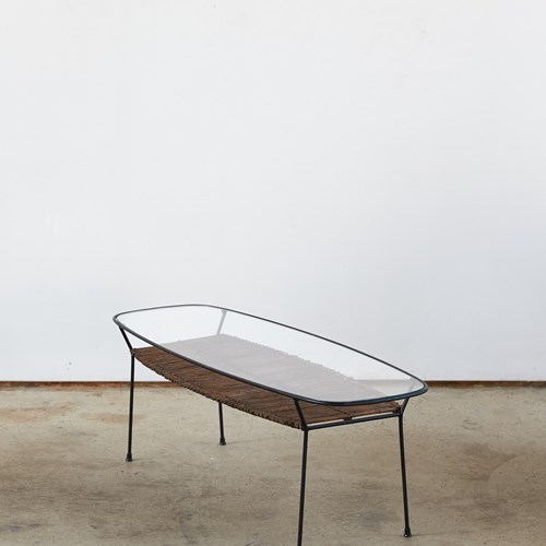 Italian Glass, Cane And Metal Coffee Table, C1950