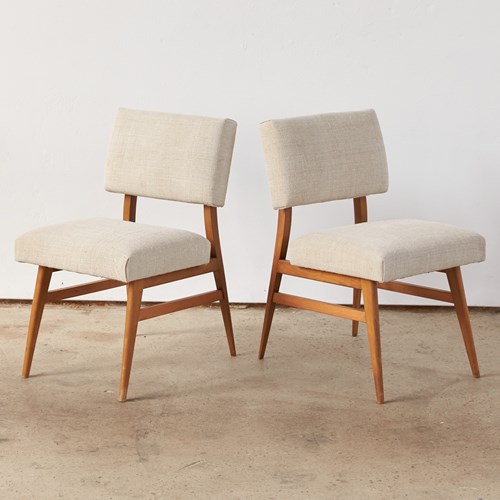 Pair Of Mid-Century Chairs Upholstered In Antique Hemp