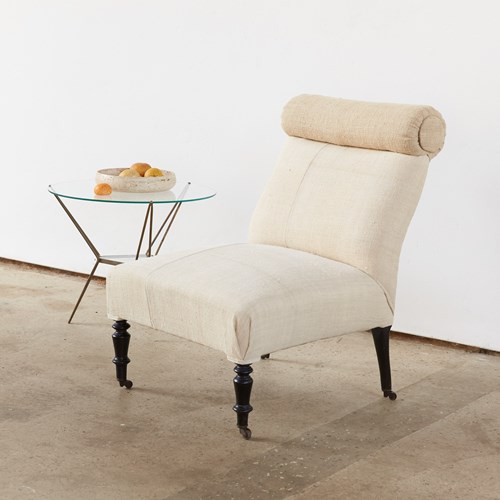19Th Century French Chair Upholstered In Antique Hemp