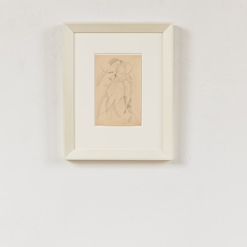 Cubist Pencil And Ink On Paper By Alfred Reth, Signed And Dated 1942