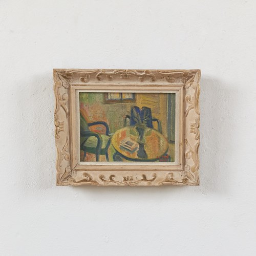 Oil On Board Interior Still Life By Simon E. Taib, C1950