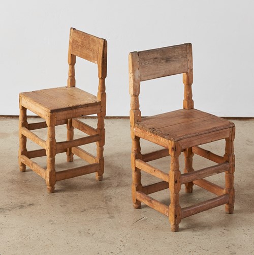 Near Pair Of 19Th Century Swedish Hall Chairs