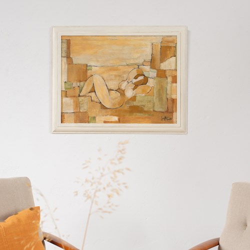 French Cubist Painting On Canvas Of A Reclining Nude, Signed 1976