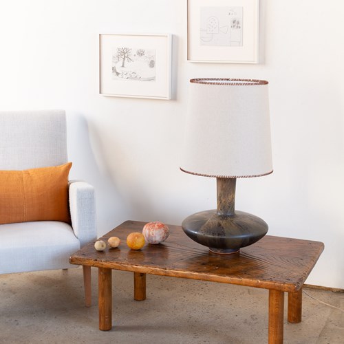 Brutalist Handcrafted Rectangular Coffee Table With Circular Legs