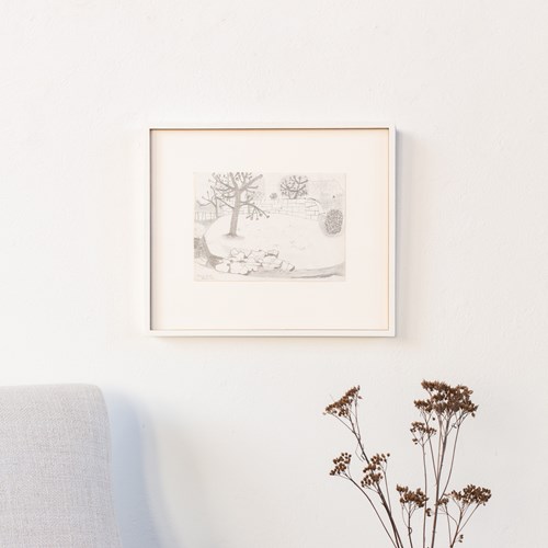 Landscape In Pencil On Paper By Henry Cliffe, Signed And Dated 1979