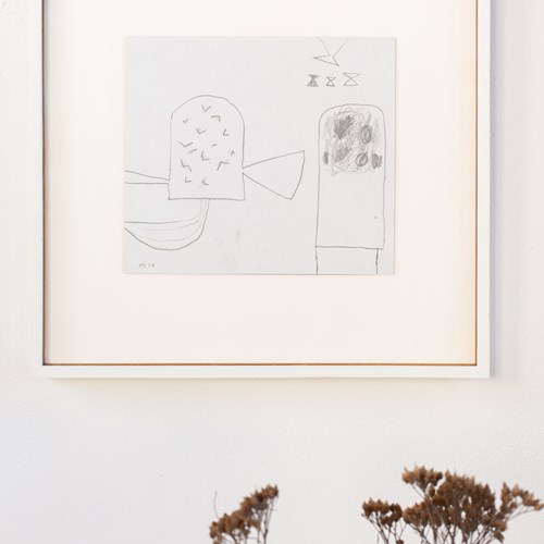 Abstract In Pencil On Paper By Henry Cliffe, Signed And Dated 1974