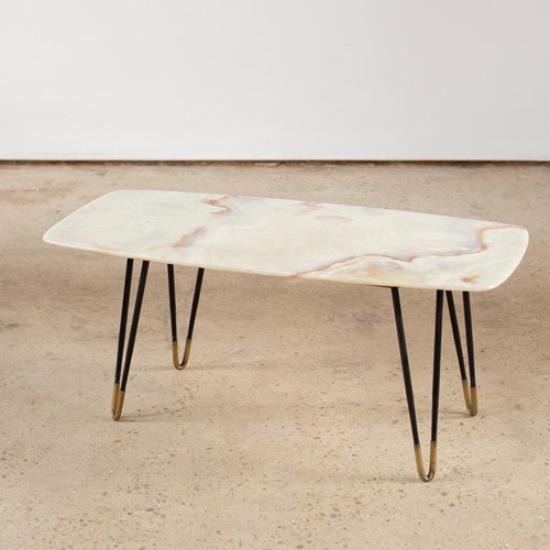Italian Marble Coffeetable With Brass Tipped Legs, C1950