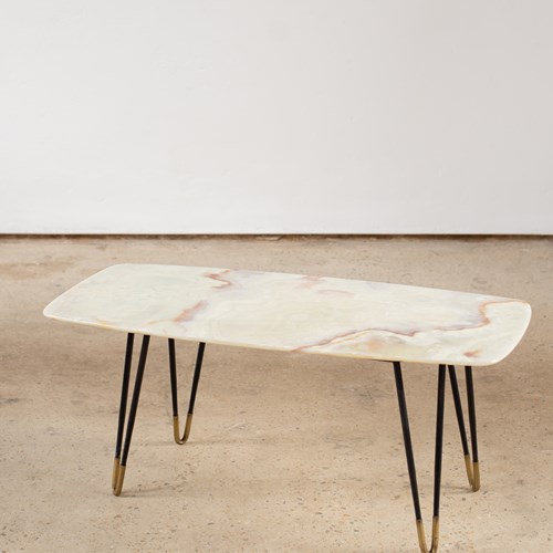 Italian Marble Coffeetable With Brass Tipped Legs, C1950