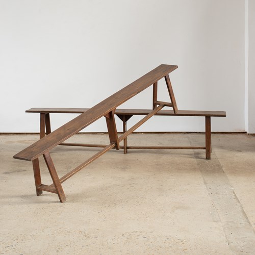 Pair Of Late 18Th Century French Oak Trestle Benches