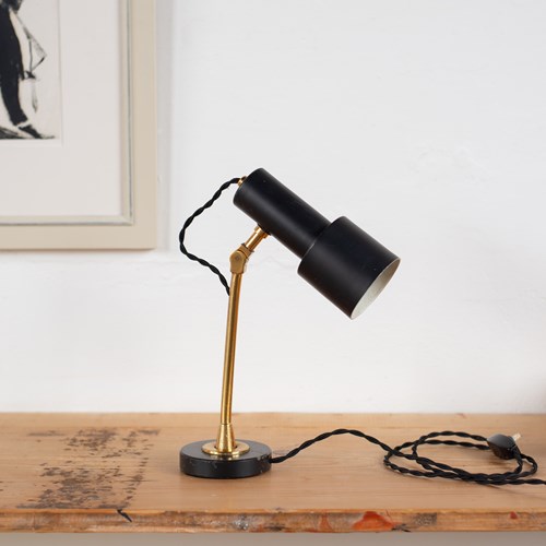 1950S Italian Stilnovo Brass And Black Metal Desk Lamp